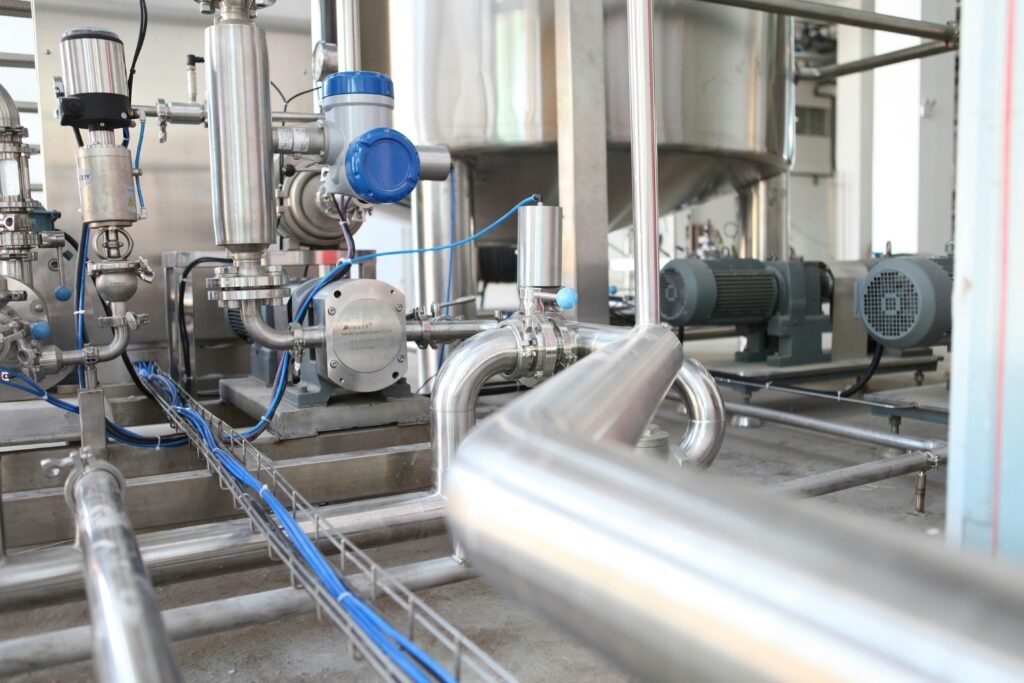 Industrial filtration system for air and liquid purification in manufacturing and processing industries.