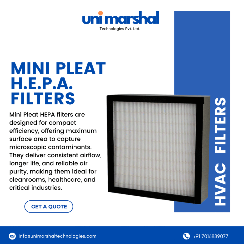 Mini Pleat HEPA Filter for cleanrooms and pharmaceutical air purification